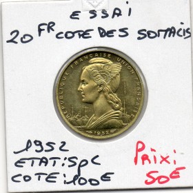 Cote des Somalis essai 20 francs 1952 Spl, Lec.46