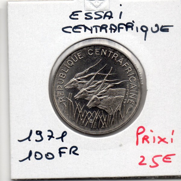 Centrafrique essai 100 francs 1971 Spl, KM.E2