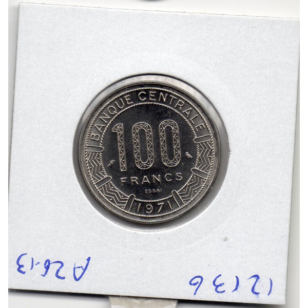 Centrafrique essai 100 francs 1971 Spl, KM.E2