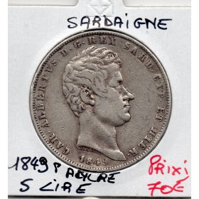 Italie Sardaigne 5 lire 1849 P Gênes TTB, KM.130 Charles Albert