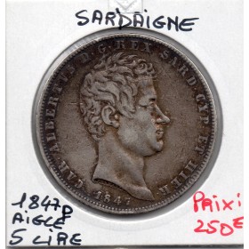Italie Sardaigne 5 lire 1849 P Turin aigle TTB, KM.130 Charles Albert