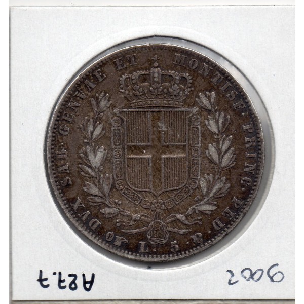 Italie Sardaigne 5 lire 1849 P Turin aigle TTB, KM.130 Charles Albert
