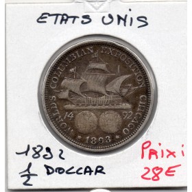 Etats Unis 1/2 Dollar 1892 TTB, KM.117 Colomb