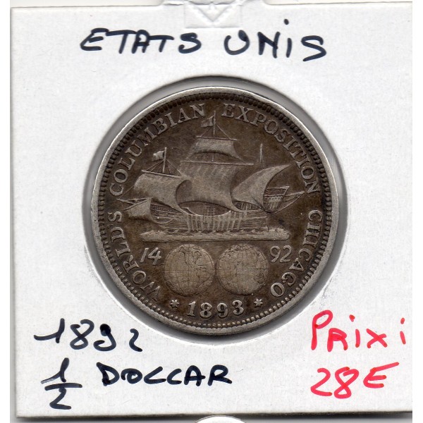 Etats Unis 1/2 Dollar 1892 TTB, KM.117 Colomb