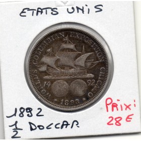 Etats Unis 1/2 Dollar 1892 TTB, KM.117 Colomb