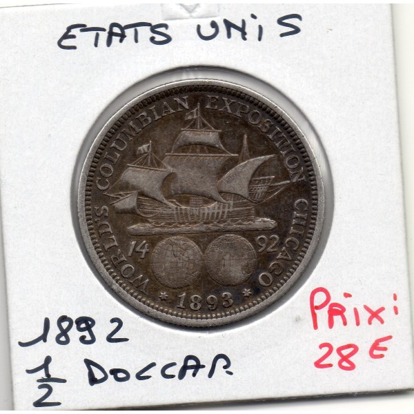 Etats Unis 1/2 Dollar 1892 TTB, KM.117 Colomb