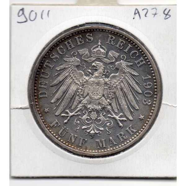 Wurtemberg 5 Mark 1903 F TTB+ KM.632 Guillaume II