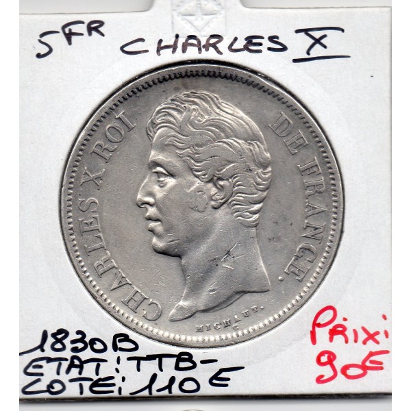 5 francs Charles X 1830 B Rouen TTB-
