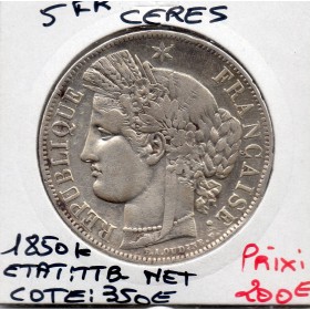 5 francs Cérès 1850 K Bordeaux TTB- nettoyée