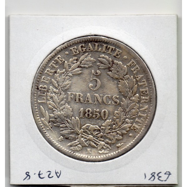 5 francs Cérès 1850 K Bordeaux TTB- nettoyée