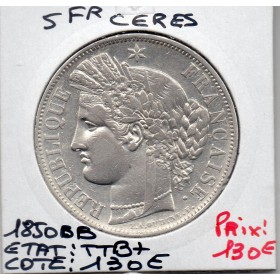 5 francs Cérès 1850 BB Strasbourg TTB+
