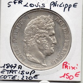 5 francs Louis Philippe 1847 A Paris Sup