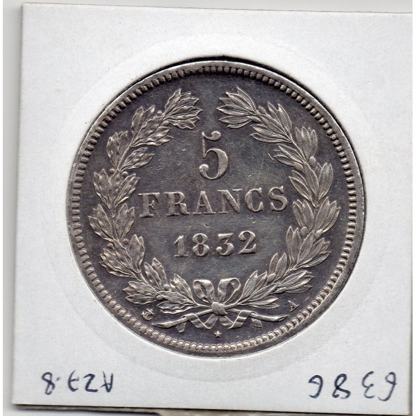 5 francs Louis Philippe 1832 A Paris Sup+ nettoyé