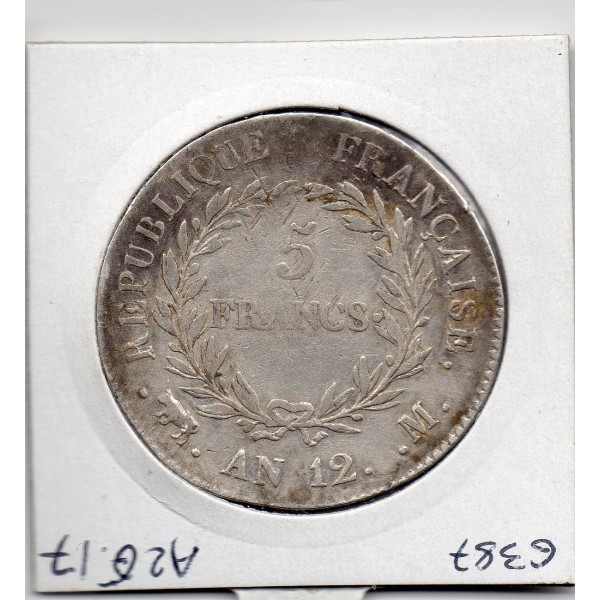 5 francs Napoléon 1er An 12 M Toulouse TTB- rayures