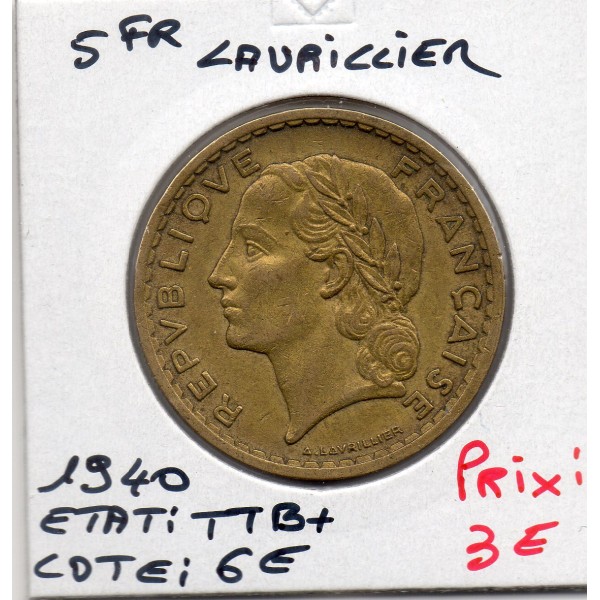 5 francs Lavrillier 1940 TTB+