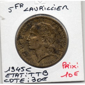 5 francs Lavrillier 1945 C Castelsarrasin TTB