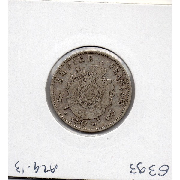 1 franc Napoléon III tête laurée 1867 A Paris TB