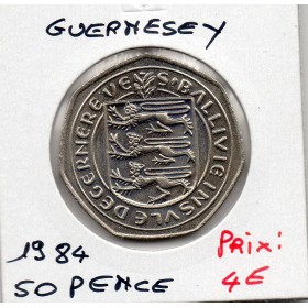 Guernesey 50 pence 1984 Spl, KM.34 Chapeau du Duc de Normandie