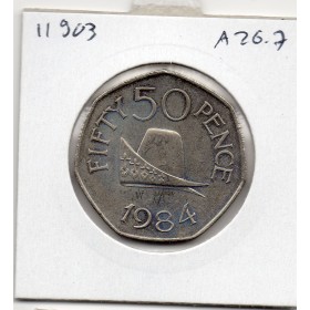 Guernesey 50 pence 1984 Spl, KM.34 Chapeau du Duc de Normandie