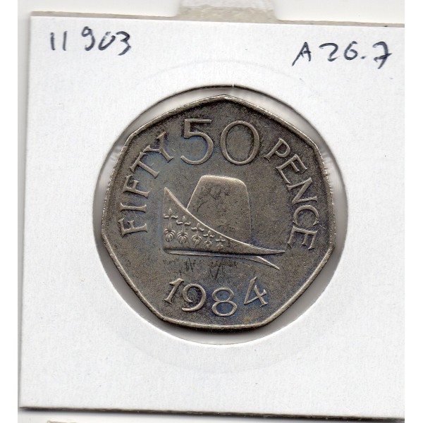 Guernesey 50 pence 1984 Spl, KM.34 Chapeau du Duc de Normandie