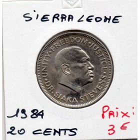 Sierra Leone 20 cents 1984 Spl, KM.30 Siaka Stevens