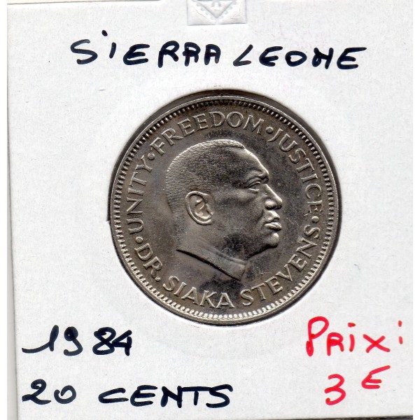 Sierra Leone 20 cents 1984 Spl, KM.30 Siaka Stevens