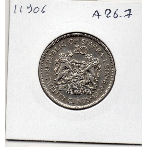 Sierra Leone 20 cents 1984 Spl, KM.30 Siaka Stevens