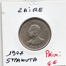 Zaire 5 makuta 1977 Spl, KM.12 Buste Mobutu