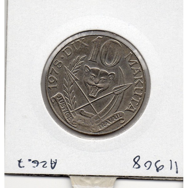 Zaire 10 makuta 1978 Spl, KM.7 Mobutu