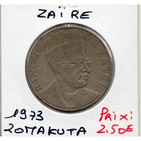 Zaire 20 makuta 1973 TB, KM.8 Mobutu avec bonnet