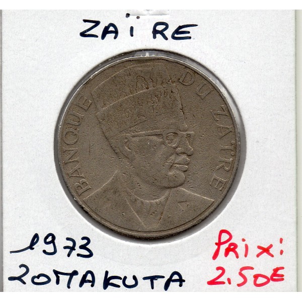 Zaire 20 makuta 1973 TB, KM.8 Mobutu avec bonnet