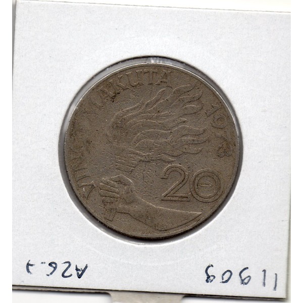 Zaire 20 makuta 1973 TB, KM.8 Mobutu avec bonnet
