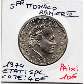 Monaco Rainier III 5 Francs 1974 Spl, Gad.153
