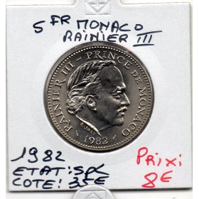 Monaco Rainier III 5 Francs 1982 Spl, Gad.153