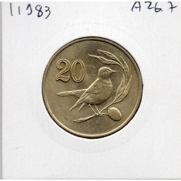 Chypre 20 cents 1983 Spl, KM 57.2 oiseau