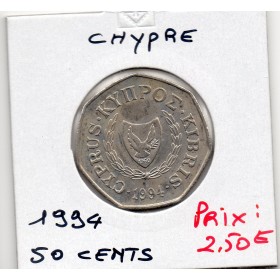 Chypre 50 cents 1994 Spl, KM.66 Europe et le taureau