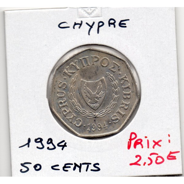 Chypre 50 cents 1994 Spl, KM.66 Europe et le taureau