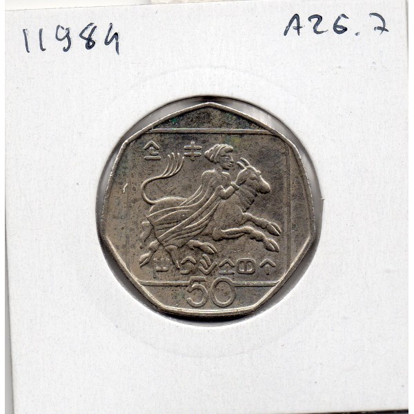 Chypre 50 cents 1994 Spl, KM.66 Europe et le taureau
