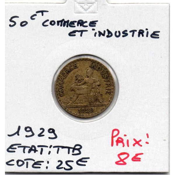 Bon pour 50 centimes Commerce Industrie 1929 TTB