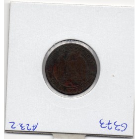 2 centimes Napoléon III tête nue 1854 petit D petit lion Lyon TB+