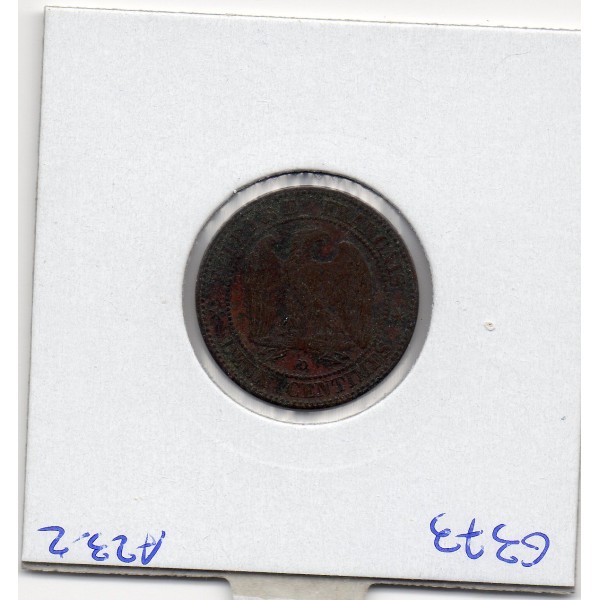 2 centimes Napoléon III tête nue 1854 petit D petit lion Lyon TB+