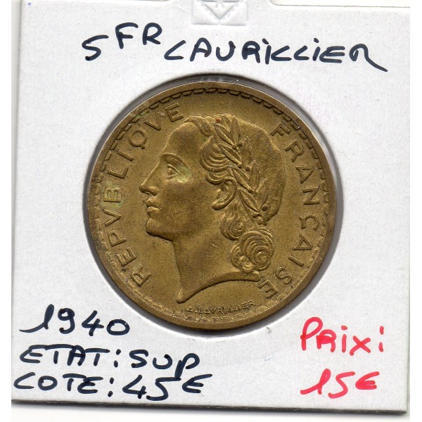 5 francs Lavrillier 1940 Sup