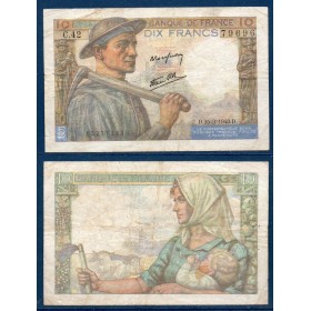 10 Francs Mineur, TB, 25.3.1943 Billet de la banque de France