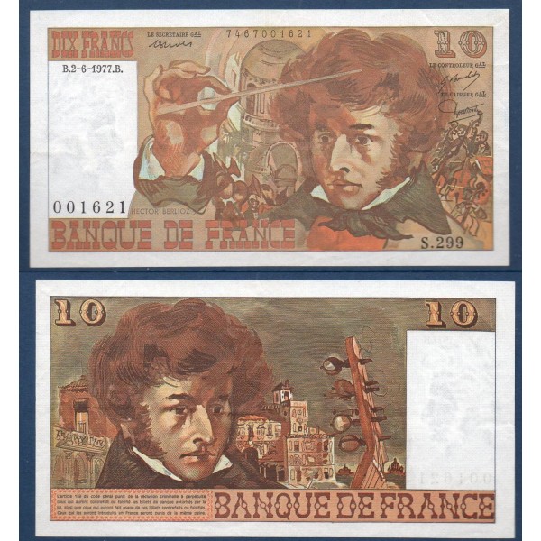 10F Francs Berlioz, TTB, 2.6.1977 Billet de la banque de France