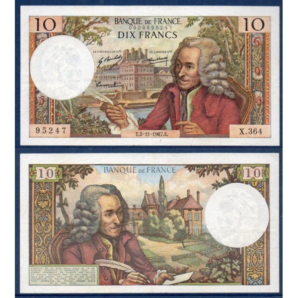 10 Francs Voltaire TTB 2.11.1967 Billet de la banque de France