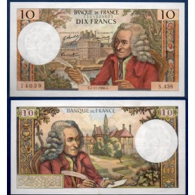 10 Francs Voltaire, TTB, 7.11.1968 Billet de la banque de France