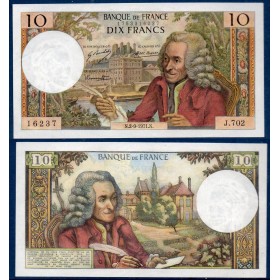10 Francs Voltaire, TTB, 2.9.1971 Billet de la banque de France