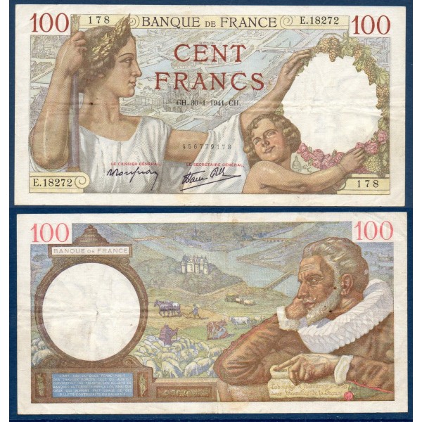 100 Francs Sully, TB 30.1.1941 Billet de la banque de France