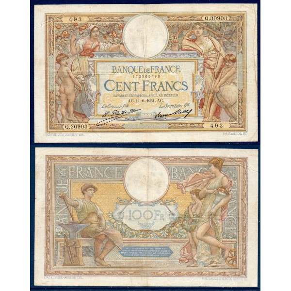 100 Francs LOM, TB, 11.6.1931 Billet de la banque de France