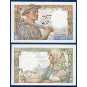 10 Francs Mineur, Spl, 25.3.1943, Billet de la banque de France